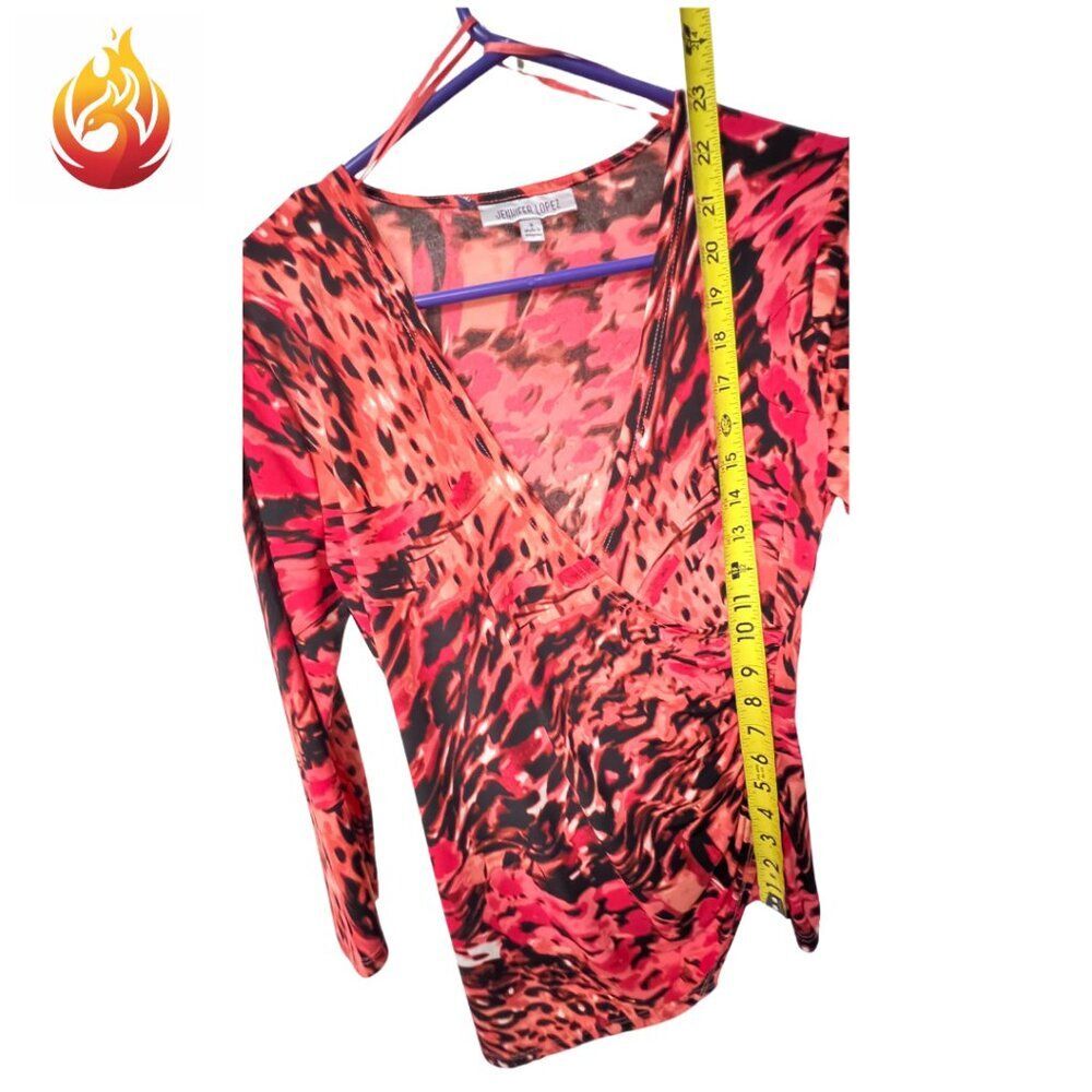 Jennifer Lopez Animal Print Asymmetrical Faux Wrap Blouse - Picture 5 of 8
